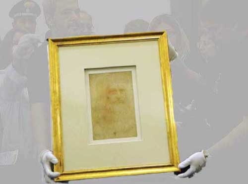 retrat original Leonardo emmarcat copia